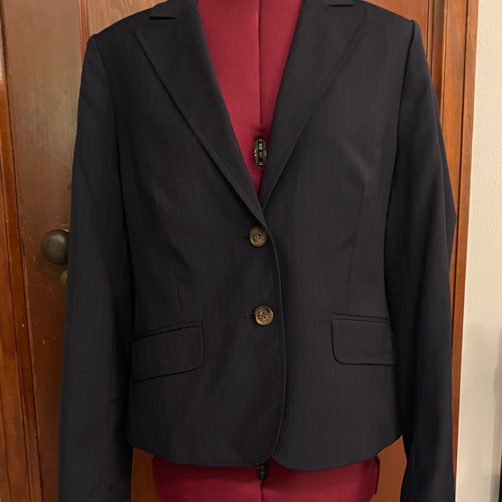 J. Crew Dark Navy Pinstripe Women's Blazer with Button Detail